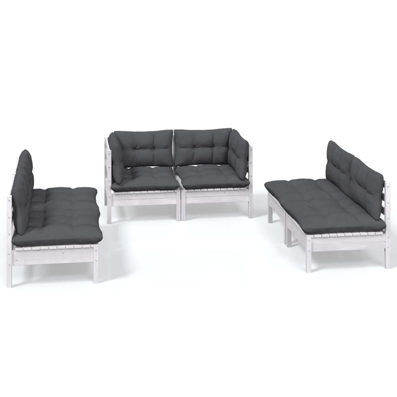 6 Piece Garden Lounge Set with Cushions Solid Pinewood Payday Deals