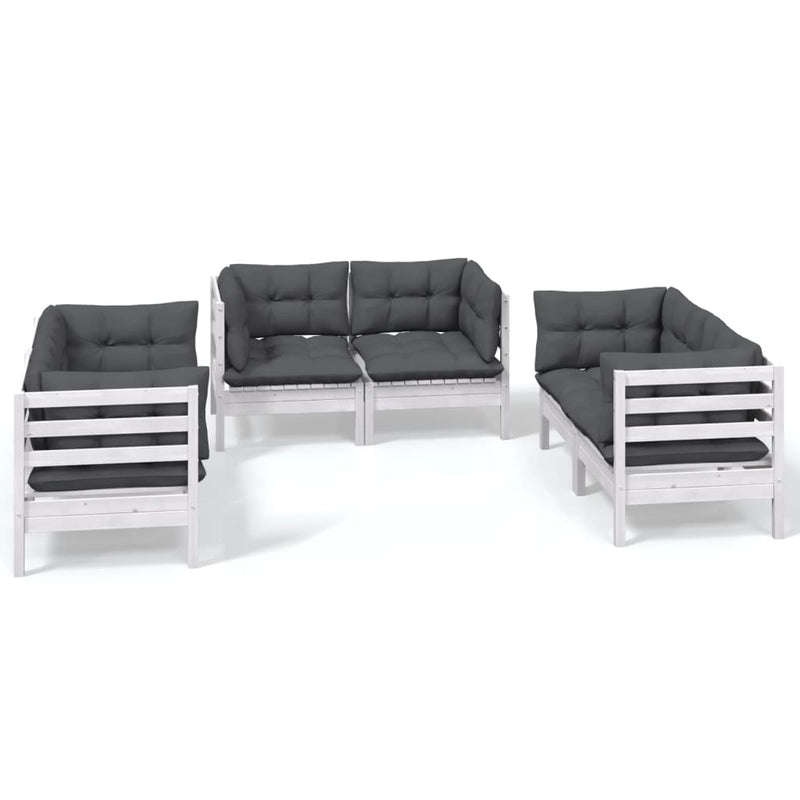 6 Piece Garden Lounge Set with Cushions Solid Pinewood Payday Deals