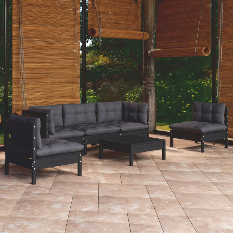 6 Piece Garden Lounge Set with Cushions Solid Pinewood Payday Deals