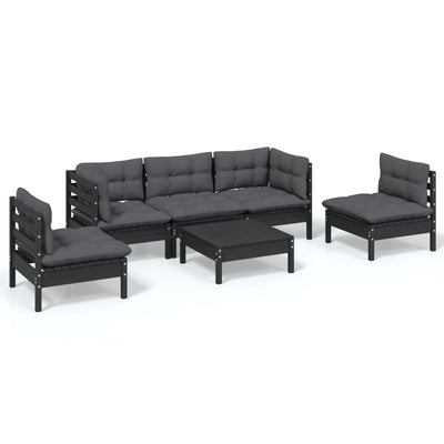 6 Piece Garden Lounge Set with Cushions Solid Pinewood Payday Deals