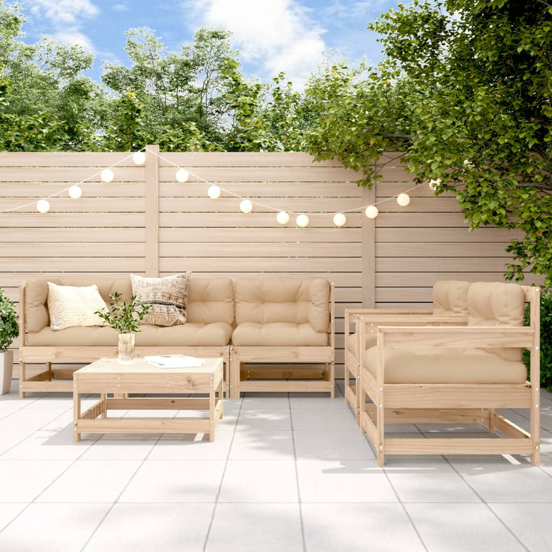 6 Piece Garden Lounge Set with Cushions Solid Wood Payday Deals
