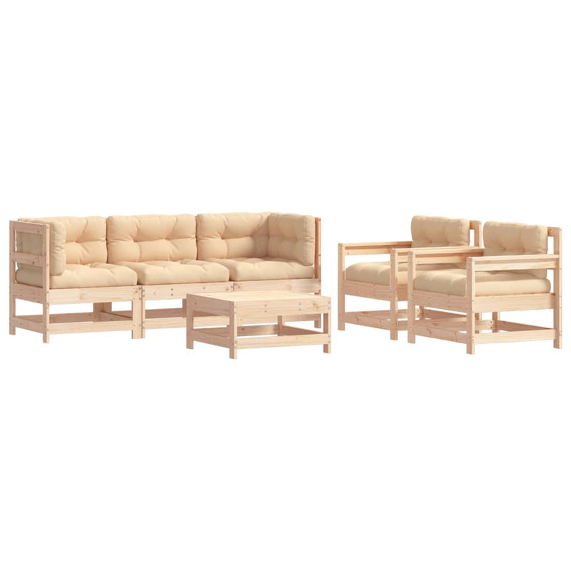 6 Piece Garden Lounge Set with Cushions Solid Wood Payday Deals