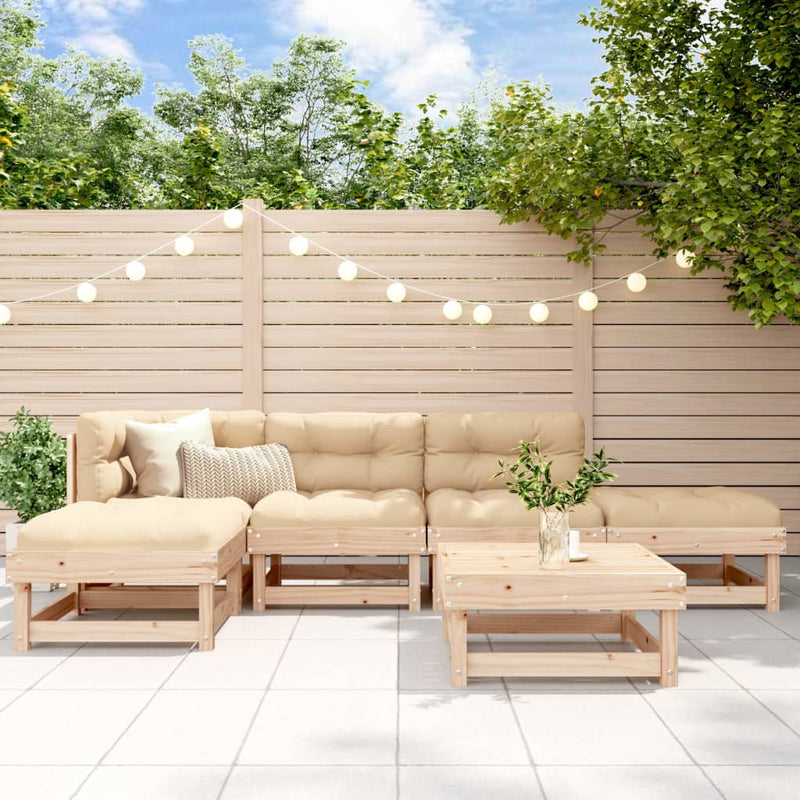 6 Piece Garden Lounge Set with Cushions Solid Wood Payday Deals