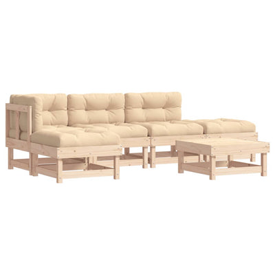 6 Piece Garden Lounge Set with Cushions Solid Wood Payday Deals