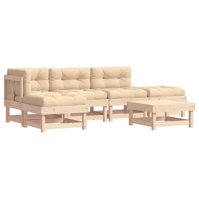 6 Piece Garden Lounge Set with Cushions Solid Wood Payday Deals