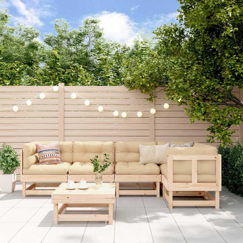6 Piece Garden Lounge Set with Cushions Solid Wood Payday Deals