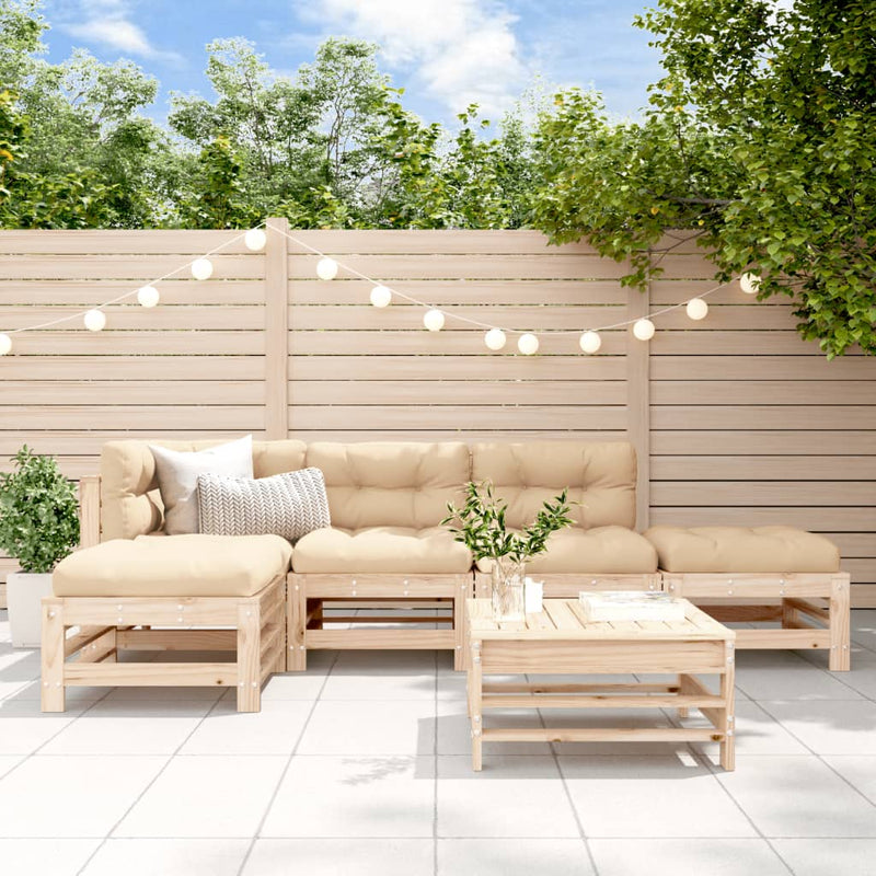 6 Piece Garden Lounge Set with Cushions Solid Wood Payday Deals