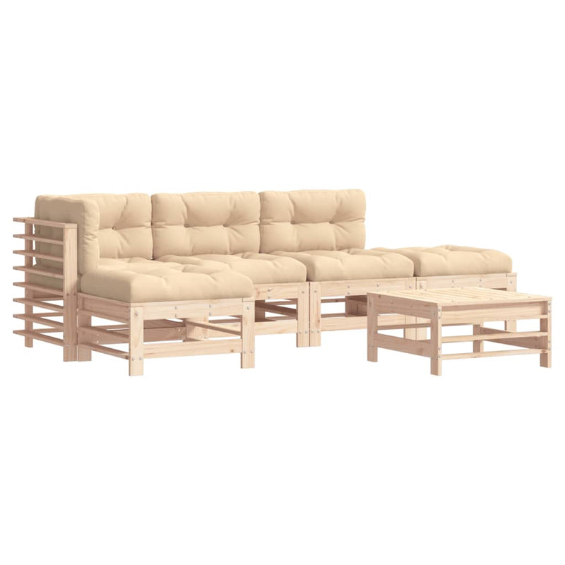 6 Piece Garden Lounge Set with Cushions Solid Wood Payday Deals