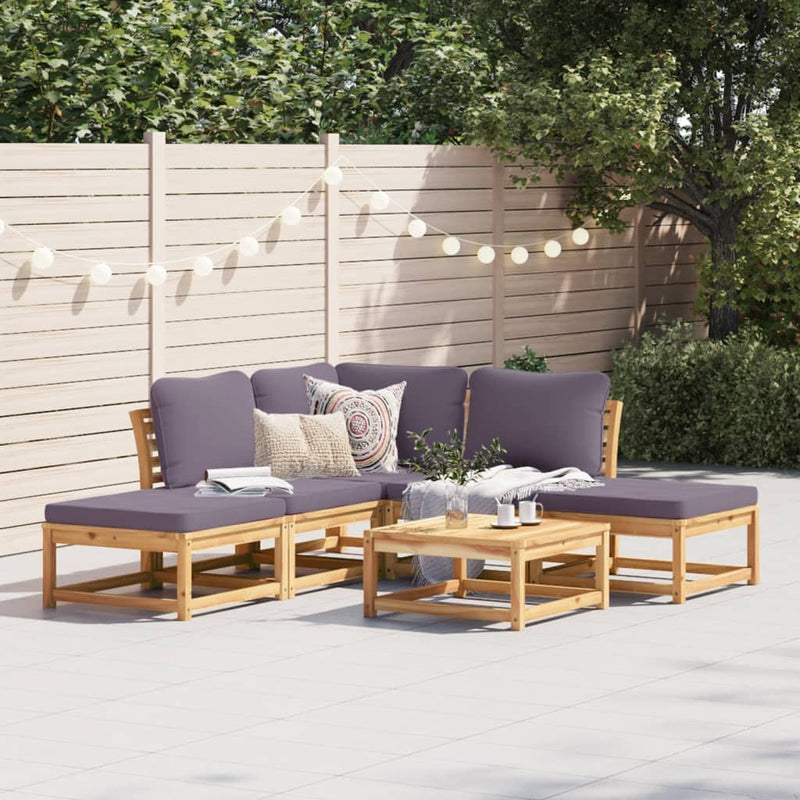 6 Piece Garden Lounge Set with Cushions Solid Wood Acacia Payday Deals
