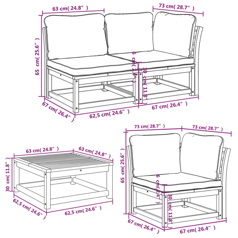 6 Piece Garden Lounge Set with Cushions Solid Wood Acacia Payday Deals