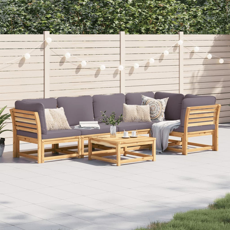 6 Piece Garden Lounge Set with Cushions Solid Wood Acacia Payday Deals