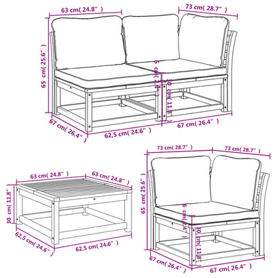 6 Piece Garden Lounge Set with Cushions Solid Wood Acacia Payday Deals