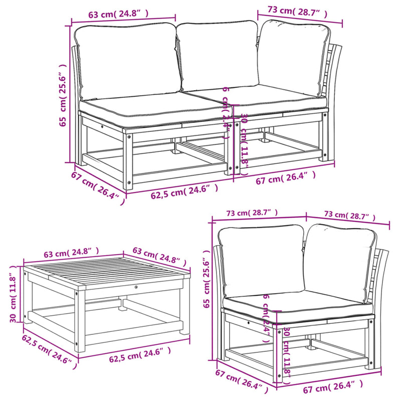 6 Piece Garden Lounge Set with Cushions Solid Wood Acacia Payday Deals