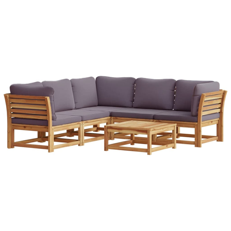 6 Piece Garden Lounge Set with Cushions Solid Wood Acacia Payday Deals