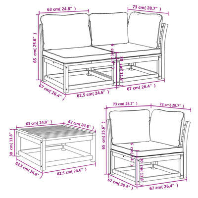 6 Piece Garden Lounge Set with Cushions Solid Wood Acacia Payday Deals