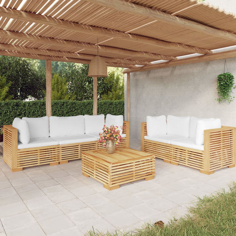 6 Piece Garden Lounge Set with Cushions Solid Wood Teak Payday Deals