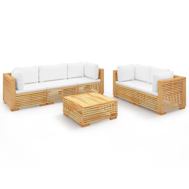 6 Piece Garden Lounge Set with Cushions Solid Wood Teak Payday Deals