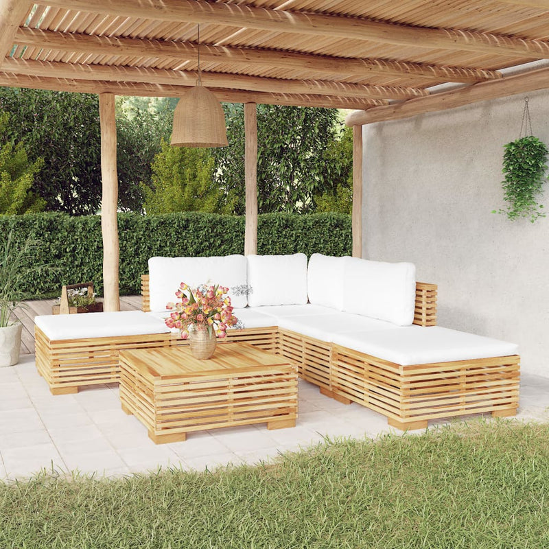 6 Piece Garden Lounge Set with Cushions Solid Wood Teak Payday Deals