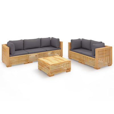 6 Piece Garden Lounge Set with Cushions Solid Wood Teak Payday Deals