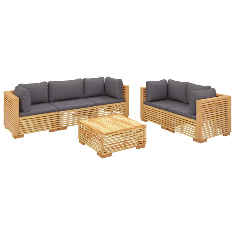 6 Piece Garden Lounge Set with Cushions Solid Wood Teak Payday Deals