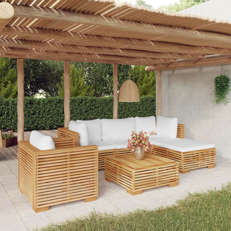 6 Piece Garden Lounge Set with Cushions Solid Wood Teak Payday Deals