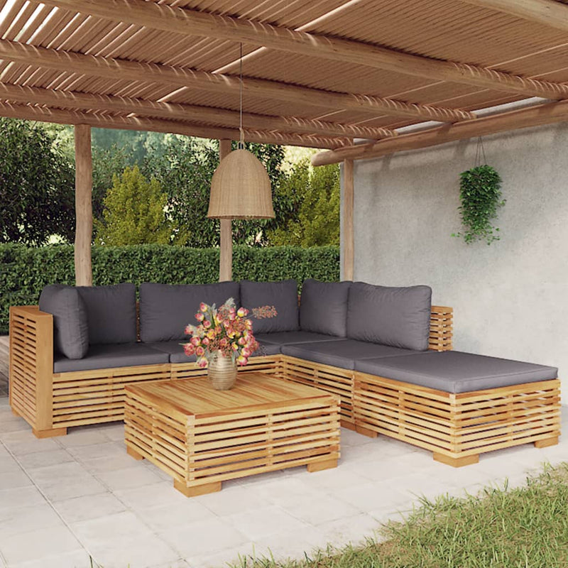6 Piece Garden Lounge Set with Cushions Solid Wood Teak Payday Deals