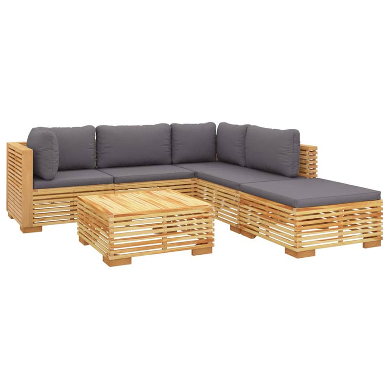 6 Piece Garden Lounge Set with Cushions Solid Wood Teak Payday Deals