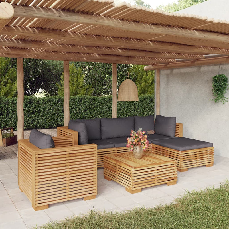 6 Piece Garden Lounge Set with Cushions Solid Wood Teak Payday Deals