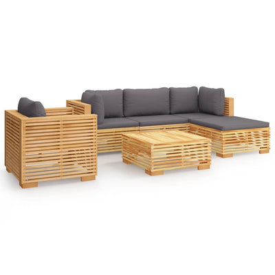 6 Piece Garden Lounge Set with Cushions Solid Wood Teak Payday Deals