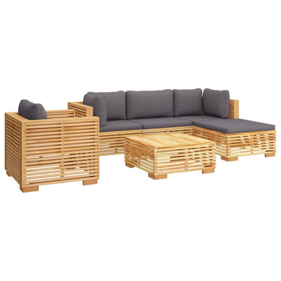 6 Piece Garden Lounge Set with Cushions Solid Wood Teak Payday Deals