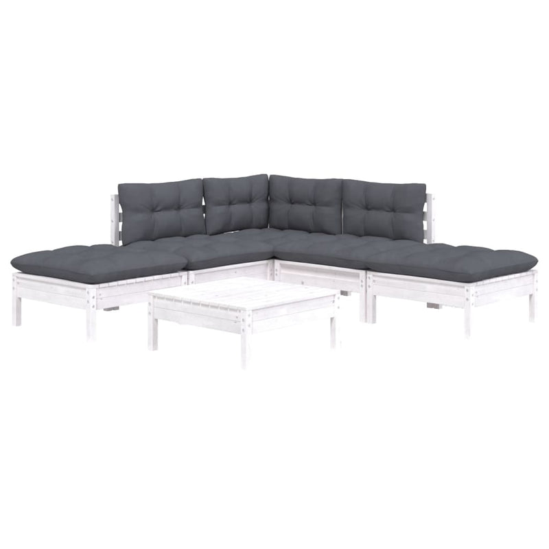 6 Piece Garden Lounge Set with Cushions White Pinewood Payday Deals