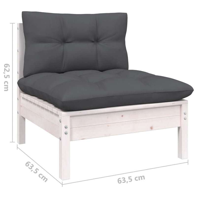 6 Piece Garden Lounge Set with Cushions White Solid Pinewood Payday Deals