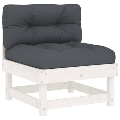 6 Piece Garden Lounge Set with Cushions White Solid Wood Payday Deals
