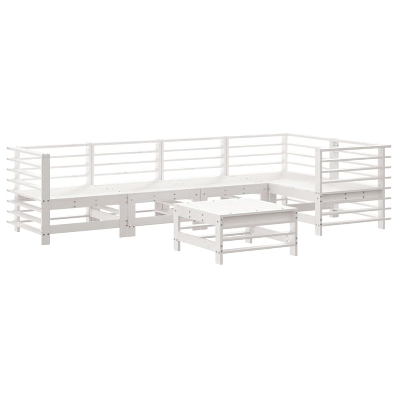6 Piece Garden Lounge Set with Cushions White Solid Wood Payday Deals