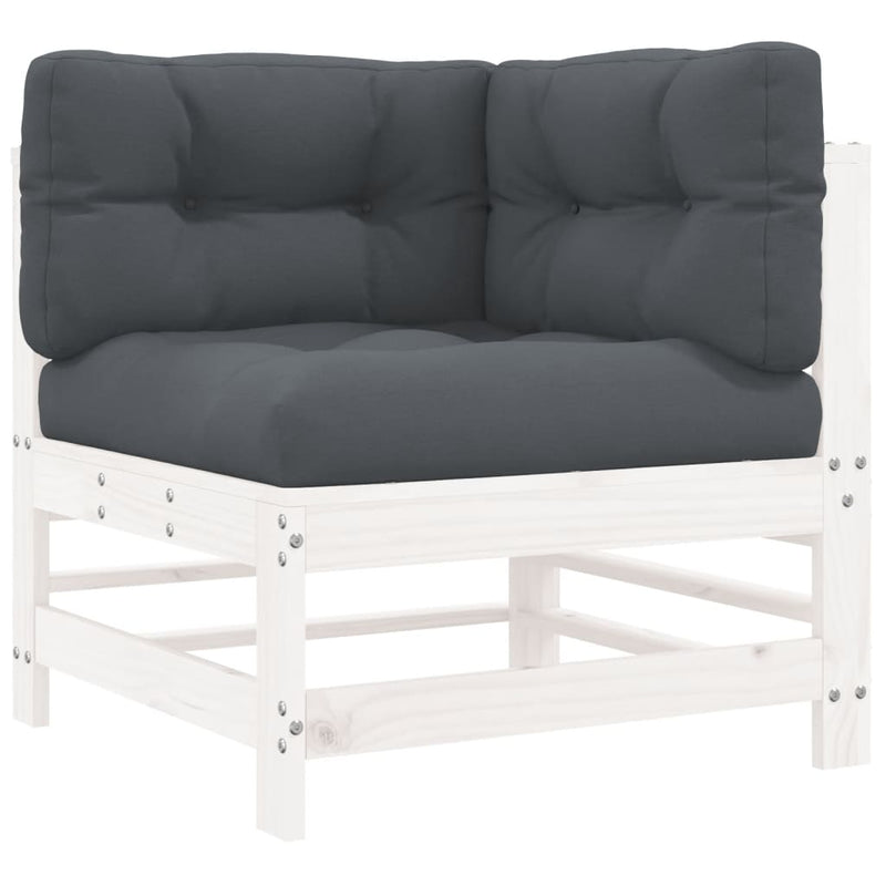 6 Piece Garden Lounge Set with Cushions White Solid Wood Payday Deals