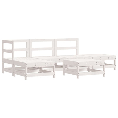 6 Piece Garden Lounge Set with Cushions White Solid Wood Payday Deals