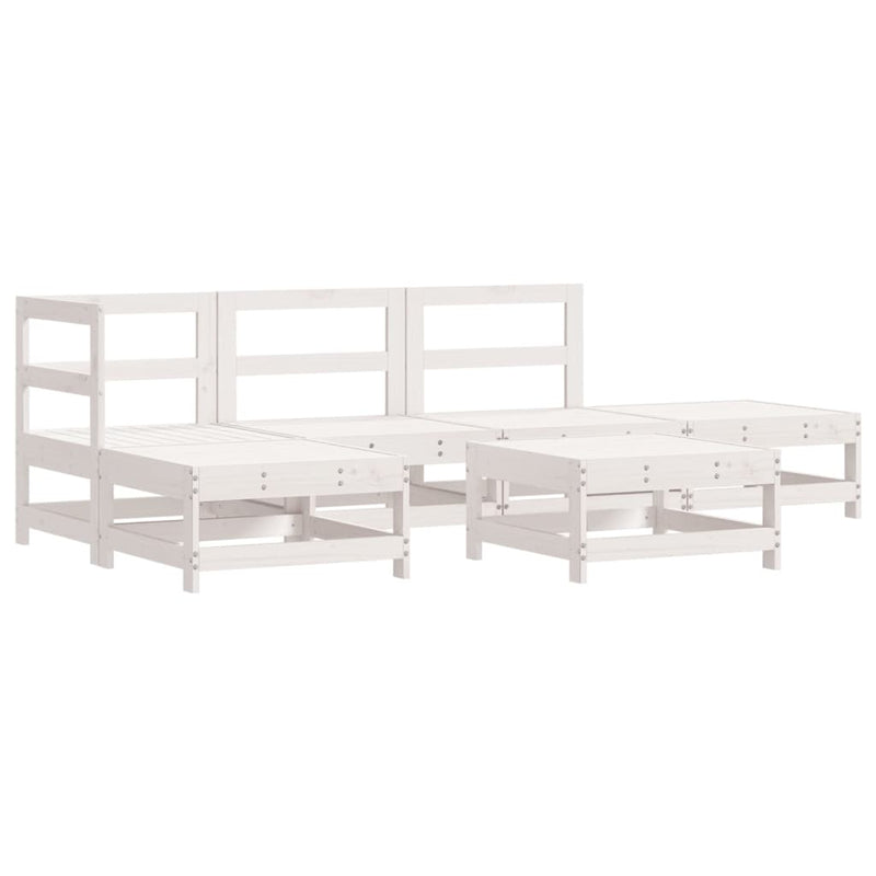6 Piece Garden Lounge Set with Cushions White Solid Wood Payday Deals