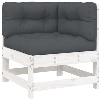 6 Piece Garden Lounge Set with Cushions White Solid Wood Payday Deals