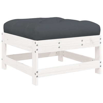 6 Piece Garden Lounge Set with Cushions White Solid Wood Payday Deals