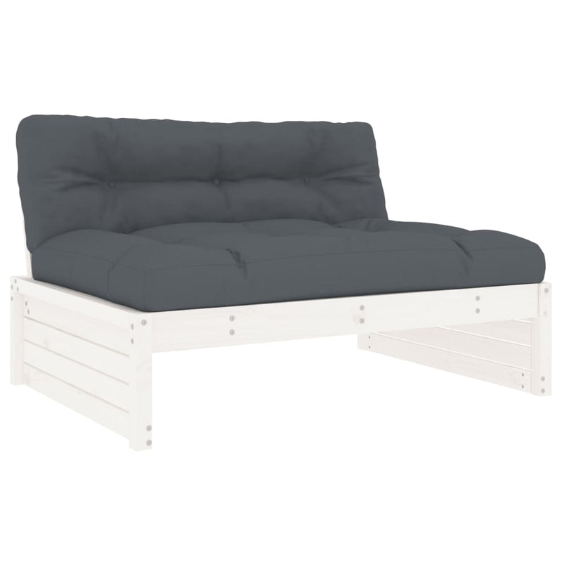 6 Piece Garden Lounge Set with Cushions White Solid Wood Payday Deals