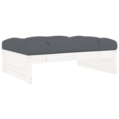 6 Piece Garden Lounge Set with Cushions White Solid Wood Payday Deals