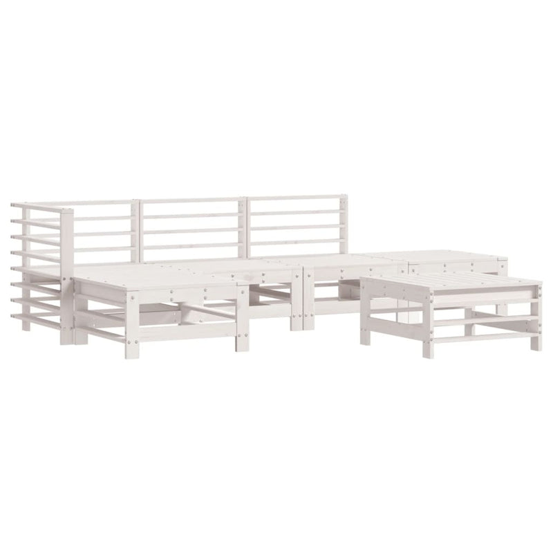 6 Piece Garden Lounge Set with Cushions White Solid Wood Payday Deals