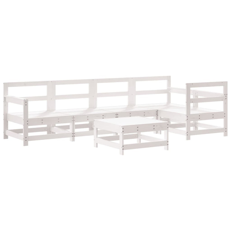 6 Piece Garden Lounge Set with Cushions White Solid Wood Payday Deals