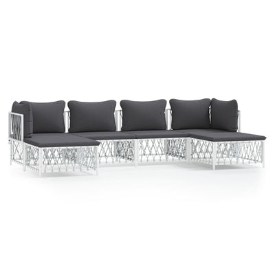 6 Piece Garden Lounge Set with Cushions White Steel Payday Deals