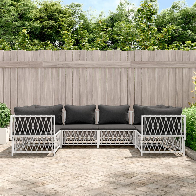 6 Piece Garden Lounge Set with Cushions White Steel Payday Deals