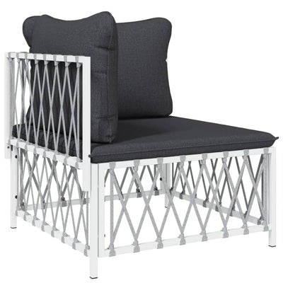 6 Piece Garden Lounge Set with Cushions White Steel Payday Deals