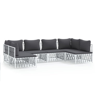 6 Piece Garden Lounge Set with Cushions White Steel Payday Deals