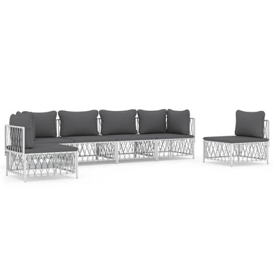 6 Piece Garden Lounge Set with Cushions White Steel Payday Deals