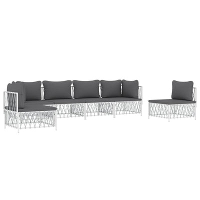 6 Piece Garden Lounge Set with Cushions White Steel Payday Deals