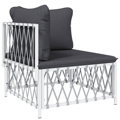 6 Piece Garden Lounge Set with Cushions White Steel Payday Deals